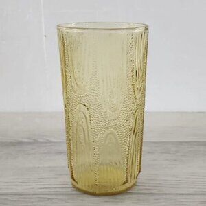 Vintage Anchor Hocking Glass Amber Textured Ice Tea Glass Tumbler